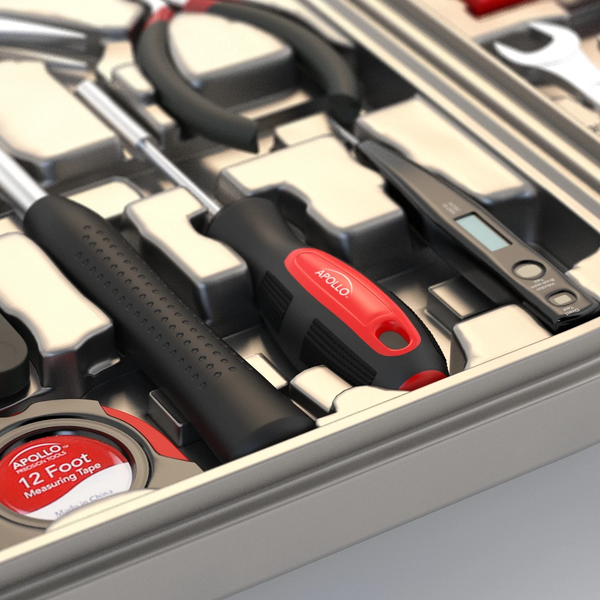 Household Precision Tool Set With Wrenches Pliers Grip Screwdriver Ratchet 3D Model_09